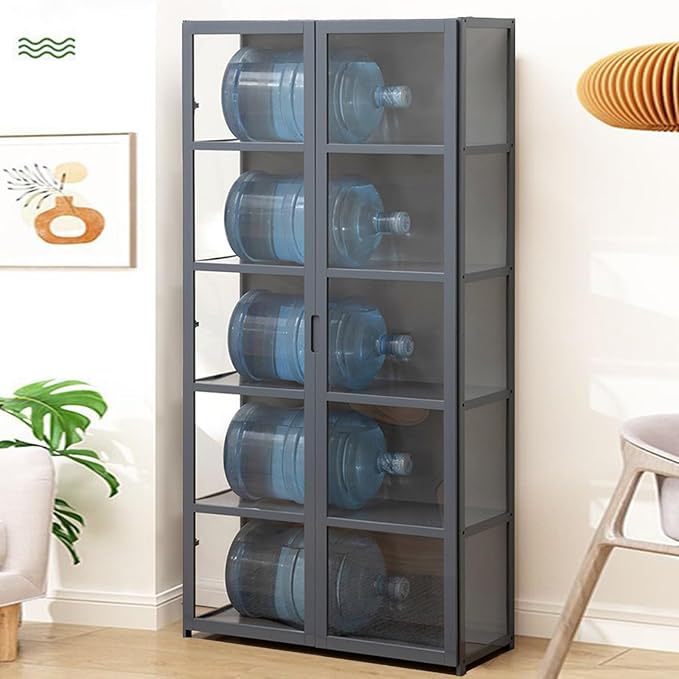 Display Cabinet with Acrylic Doors, 5-Tier Bamboo Curio Display Case for Figures - Display Shelves for Collectibles & Toy Display Cabinet for Home, Office, Playroom, Living Room