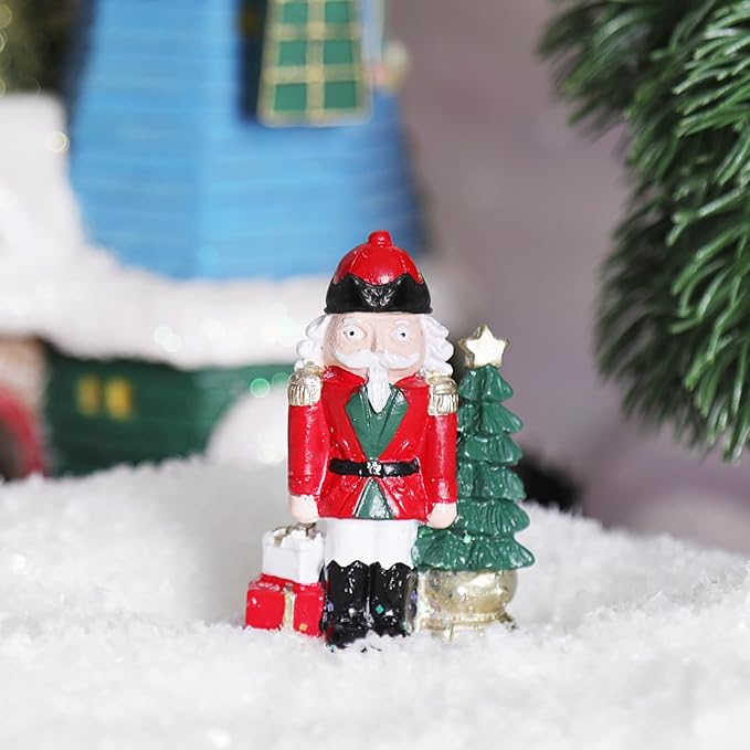 Christmas Village Accessories Ornaments Resin Christmas Village Sets Decoration for Xmas Festival Holiday (Walnut Soldier)