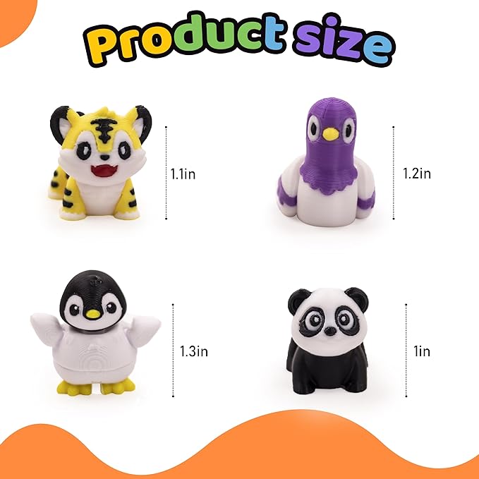 40 PCS 3D Printed Animal Figurines, Articulated Animal Figurines, Fidget Toys, Flexible Car Decor, Party Favor, Gifts for Girls and Boys, Office Desk Pets, Birthday Gifts