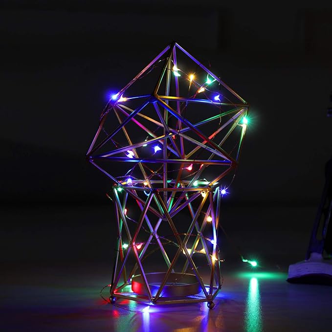 Ariceleo Led Fairy Lights Battery Operated, 1 Pack Mini Battery Powered Copper Wire Starry Fairy Lights for Bedroom, Christmas, Parties, Wedding, Centerpiece, Decoration (5m/16ft Multi-Colored)