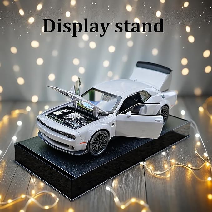 Toy Car Challenger Hellcat 1/32 Alloy Model Car with Light and Sound Collectible Model Cars Pull Back Toy Vehicles for Boys Children Age 3 + Year Old (Gray)