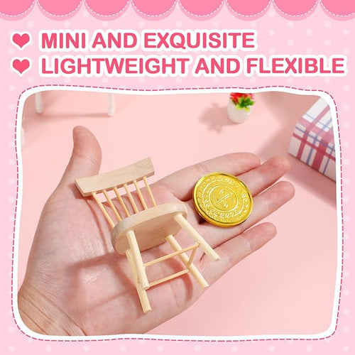 16PCS Dollhouse Chairs, 1/12 Scale Dollhouse Furniture - Wooden Mini Furniture Accessories, Tiny Mini Chair for Doll House, Fairy Garden, Photography Props,Home Decor & Christmas Party (1.6in*3.2in)