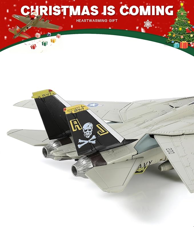 1/100 F-14 Tomcat Fighter Aircraft Model Fighter U.S. Navy VF-84 Jolly Rogers Airplane Model with Display Stand Pre-Built Military F14 Plane (VF-84) Collection Gift for Adults