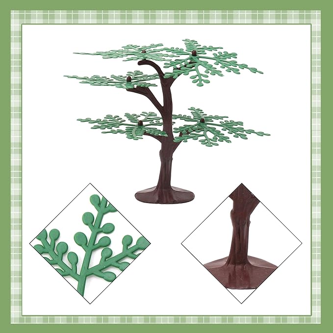 Miniature Trees for Crafts, 3.54 inch Plastic Tiny Model Trees for Diorama, Detachable 5-Leaf DIY Assembly, Artificial Scenery Accessories for Fairy Garden & School Projects