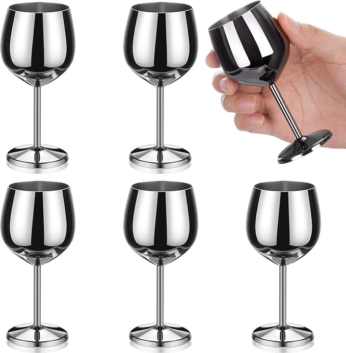 Remerry Set of 6 2.36 oz Black Stainless Steel Shot Glasses Cute Mini Wine Glass Reusable Metal Shot Cups Barware for Tasting Brandy Drinking Snifter Whiskey Bourbon Tequila Bar Gift Party Supplies
