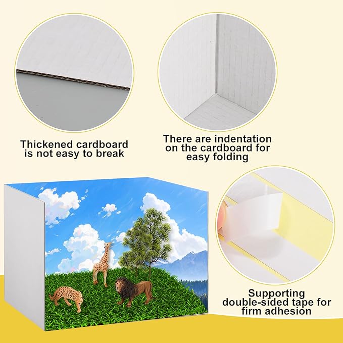 2 Pcs Cardboard Diorama Kit, Diorama Box Pop Up Display with Double Sided Tapes Diorama Supplies for DIY Crafts Model Project Display, 11.8 x 8.7 x 8.3 Inch