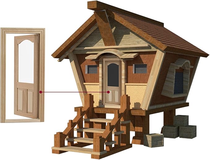 AUEAR, 1:12 Dollhouse Miniature Furniture Unpaint Wooden Doors for DIY Scene Doll Home Craft (2 Panel Style A)