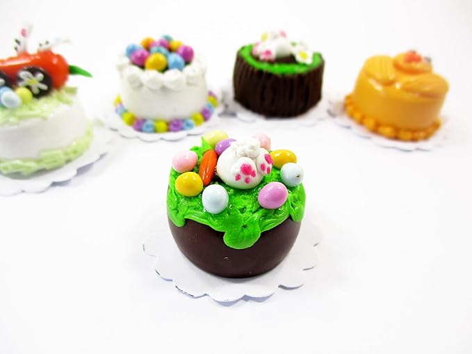 Dollhouse 5 Tiny Easter Cake 1:12 Miniature Decoration Bakery Cake Supply 16921