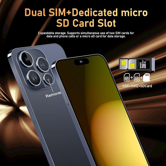 14PROMA X Smartphone Unlocked Cell Phone,Battery 6800mAh 6.82" HD Screen Unlocked Phones,16+512GB Android 14 with 128GB Memory Card,Dual SIM/Fingerprint Lock/Face ID/GPS (Blue Titanium, 16+512G)