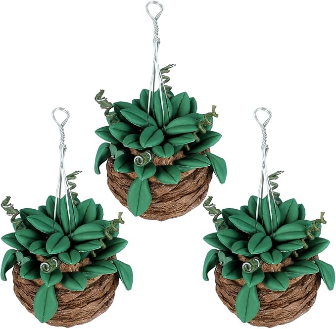 Toyvian Miniature Dollhouse Potted Plants 3Pcs 1 12 Scale Artificial Bonsai Succulent Mini Flowerpot Decor for Doll House Accessories and Photography Props