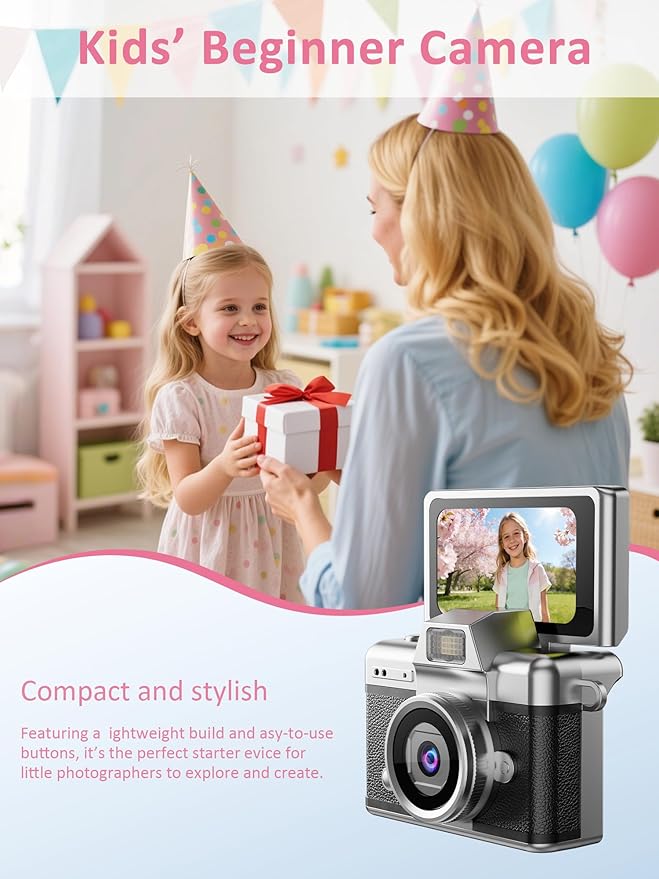 ETODBUWS Mini Keychain Camera, 1080P Digital Camera with 1.47" LCD, 32GB TF Card Included, Pocket-Size Retro Camera for Kids & Adults, Travel Collectible Gift,Black