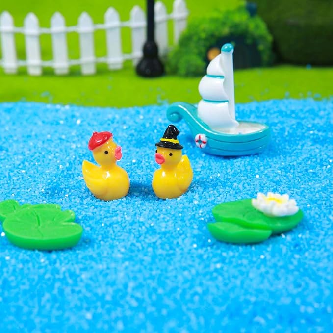 45 Pcs Multicolor Mini Resin Ducks, Little Ducks Figurines, Tiny Ducks to Hide, Small Miniature Ducks Figures Bulk for Fairy Garden, Dollhouse Decoration Micro Landscape Ornament