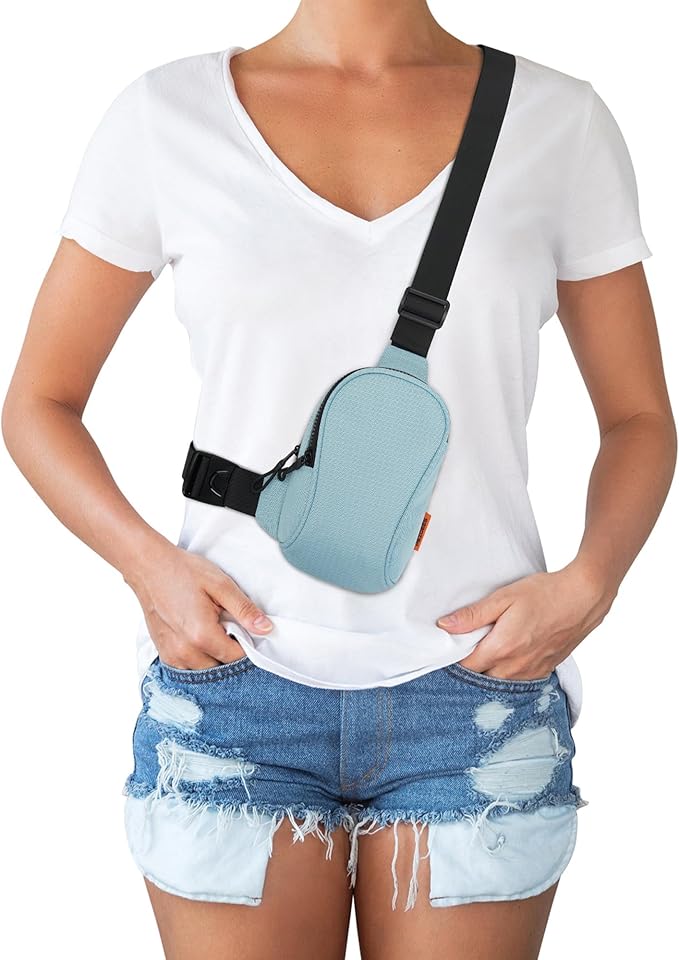 Peicees Sportswear Essentials Small Crossbody Bag for Men Women Mini Sling Bag Travel Running Phone Daypack Cross Body Shoulder Bags, Light Blue