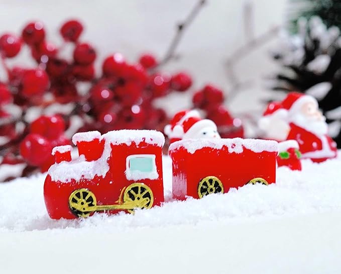 23 Pcs Mini Christmas Figurines Set – Resin Christmas Village Accessories, Santa, Snowman, Gifts, Tree Miniatures for Holiday Tabletop & Craft Decor