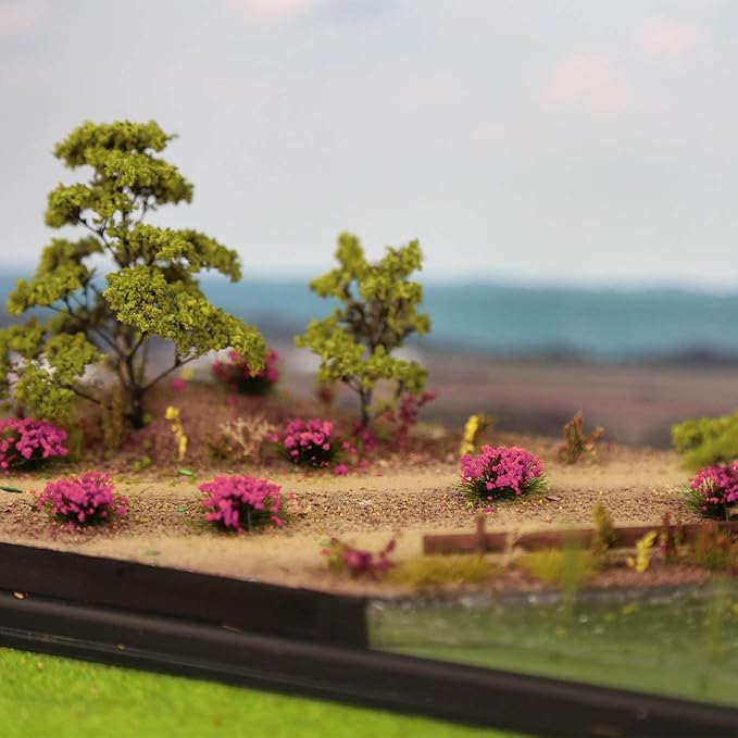 Miniature Vegetation Bushy Shrubs Tuft Flowers with Model Bases War Game DIY Railway Terrain Scenery (G)
