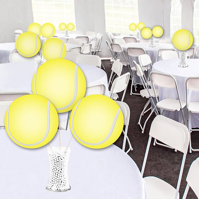 Big Dot of Happiness Tennis Large Cut-Outs, Tennis Ball Decorations, DIY Tennis Ball Large Party Essentials, Set of 20
