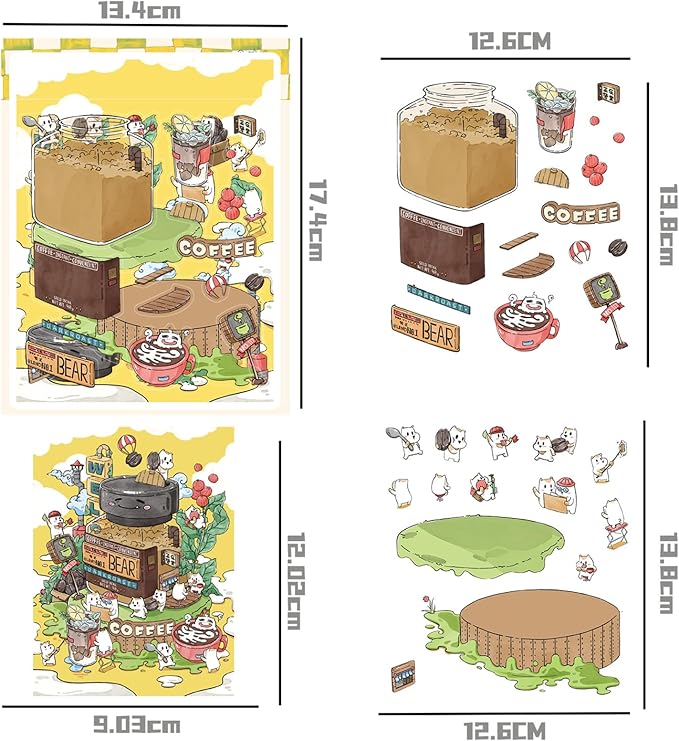 DIY 3D Sticker Scene,6 Sets of Kawaii Miniature Scenic House Stickers,Cozy Room Stickers Therapy Scenes for Adults and Kids Stress Relief Pass The Time and Gifts (Z-3)