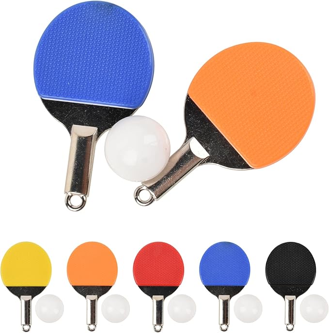 HUIANER Miniatures Table Tennis Racket 10pcs Mini Ping Pong Racket Keychain Dollhouse Accessories Sports Mini Tennis Set Mini Dollhouse Kitchen Fairy Garden Cake Topper Decoration