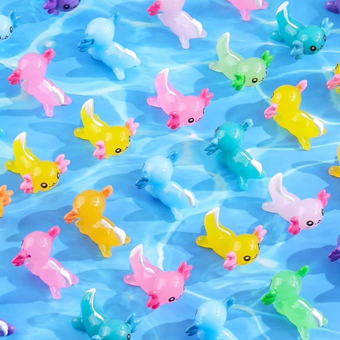 40PCS Mini Resin Animals Cute Colorful Tiny Axolotls,Miniature Figures to Hide,Little Animal Small Figurines Bulk for Topper Desk Garden Dollhouse Landscape Aquarium Ornaments DIY Crafts & Decor