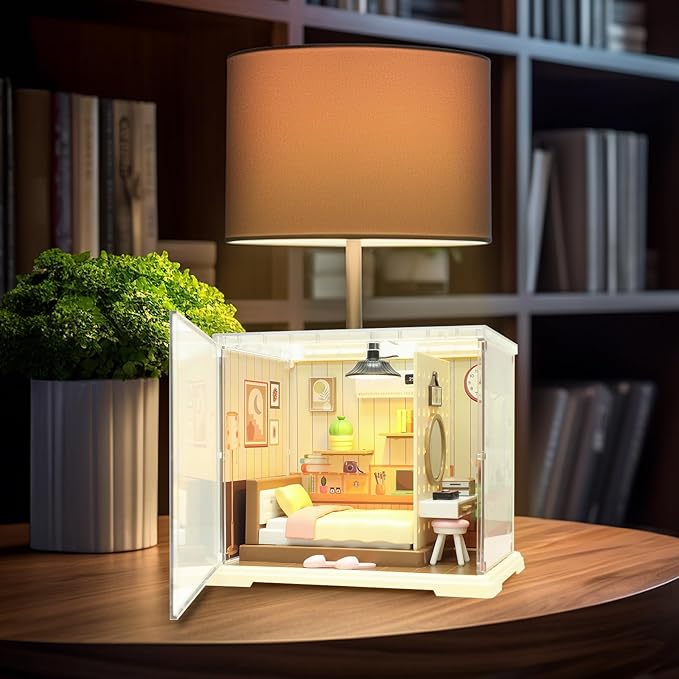 DIY Miniature House Kit, Dollhouse Kit, Miniature Kit, DIY Mini House Building Kit for Adult Teen, Tiny Room Making Kit Craft Hobbies Gift, Cozy Dream Bedroom