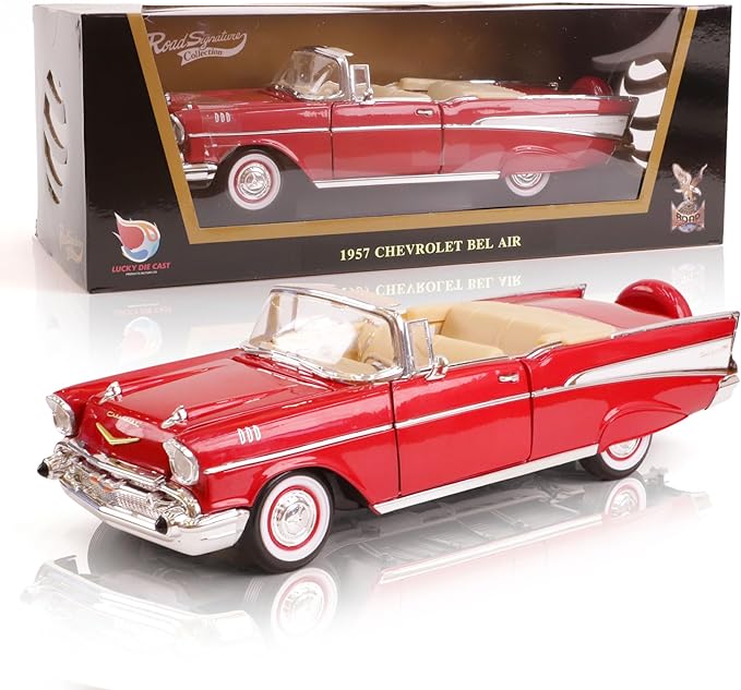 1957 Chevrolet Bel Air Convertible 1:18 Diecast Model Car Working Doors, Premium Alloy Classic Collection Car Collector's for Kids Men and Teens Dad 14+ Year