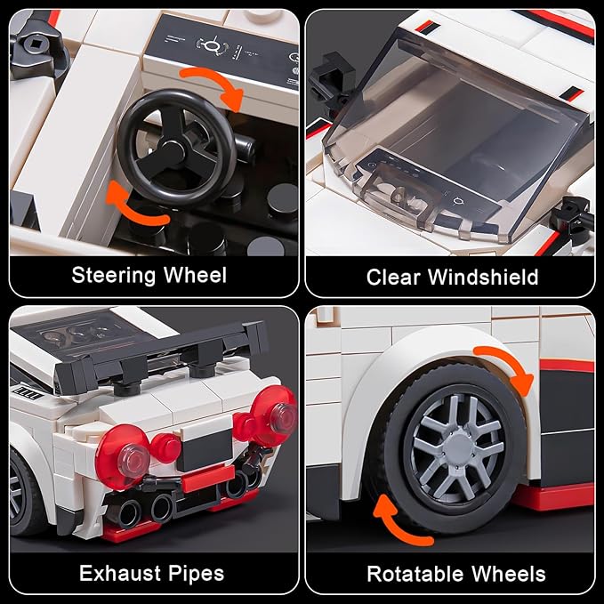 HIGH GODO Sports Car Building Set for Adults, Classic Racing Car Decor Model Kit with Display Box, Vehicle Consturction Toys Gifts for Adults and Teens Age 14+ (317 Pieces)
