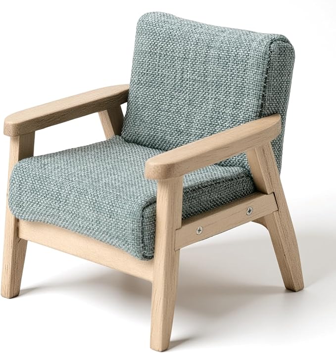 Dollhouse Furniture, Doll House Miniature Sofa Hand Painted Single Lifelike Modeling Decoration for 1 : 12 Doll House (Grey Green)