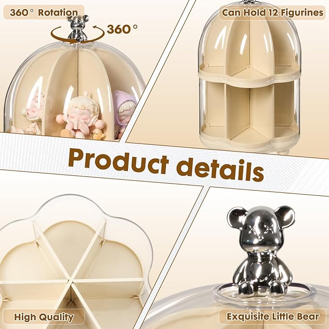 2 Layer Dolls Display Case Figure Toys Storage Box Transparent Blind Box Organizer Stand Dustproof Protection Showcase for Action Figures/Toys/Collectibles (2 Layer)