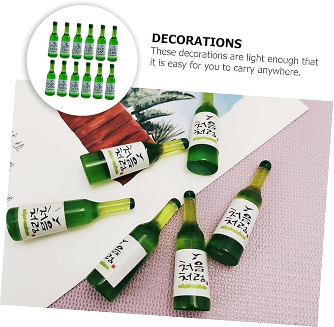 ifundom 12pcs Mini Korean Rice Wine Bottle Models Miniature Bottles for Dollhouse Kitchen Scale Diorama Decor Accessories