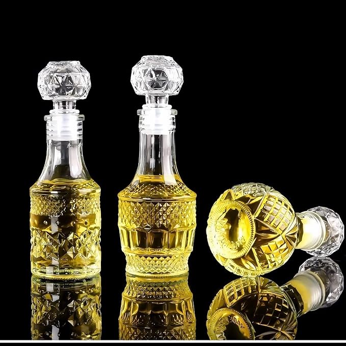 JQWIN AlifordGlass Mini Glass Bottles with 6 Different Shapes Can be Used for Self-Made juicing, Wine Bottles or Whiskey Decanter