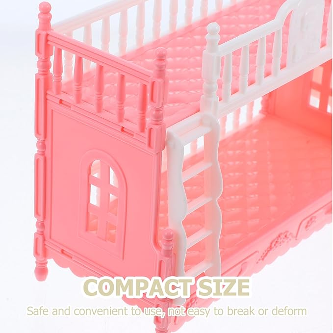 TOYANDONA Dollhouse Mini Bed Miniatures Bunk Bed Small Double Bed Doll Bunk Bed with Ladder Dollhouse Furniture Decoration Accessories DIY Doll House Room Decor