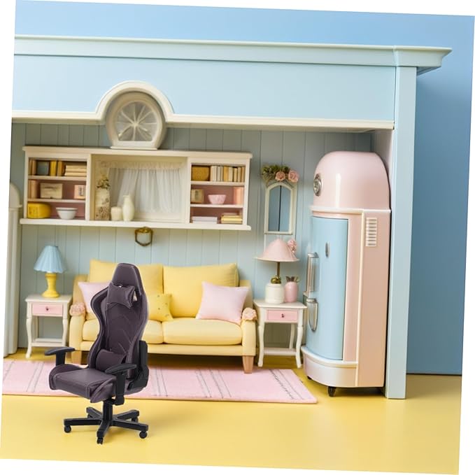 1 12 Scale Miniature Gaming Chair Model Tiny Dollhouse Furniture Office Decor Collector Accessory Realistic Small Computer Chair
