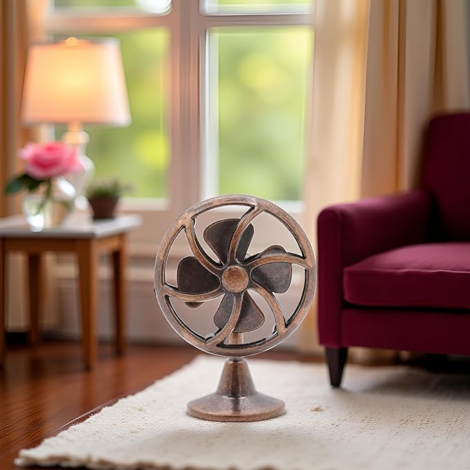 Bronze 1/12 Miniature Fan Dollhouse Decoration Accessories, Home Outdoor Decoration Model Living Room Scene Craft Displays