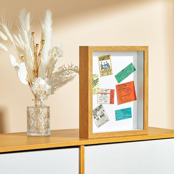 12x16 Shadow Box Picture Frame Display Case with Soft Linen Back-Thickened Panel,Large Brown Deep Shadow Box Frame 12x16 for Jersey Graduation Items Flower Craft Memorial Gifts