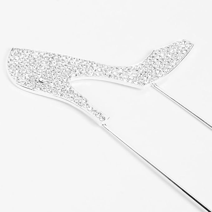 LINGTEER High Heel Silver Rhinestone Crystal Cake Topper Perfect for Birthday Wedding Anniversary Party Keepsake Sparkle Decoration