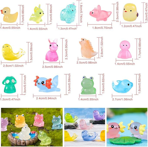 150 Pcs Mini Resin Animals Kit Accessories Variety Pack Glow Animal Figurines Resin Ducks Dinosaurs Figurines Accessories for Variety Pack for Garden Micro Landscape Aquarium Potted Dollhouse Decor