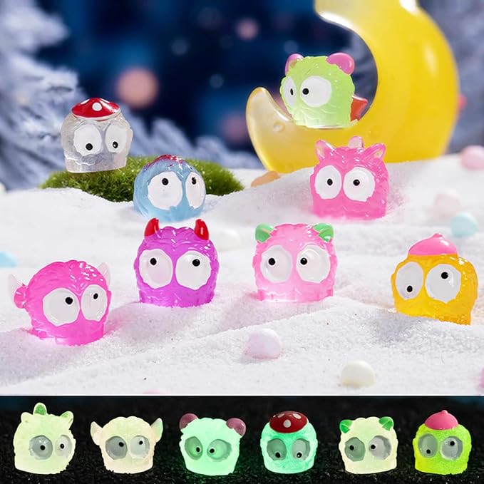 40 PCS Luminous Tiny Things for Crafts Dollhouse Fairy Garden Decor Miniature Figurines Resin Animal for Car Mini Resin Animals for Micro Landscape Plant Pots