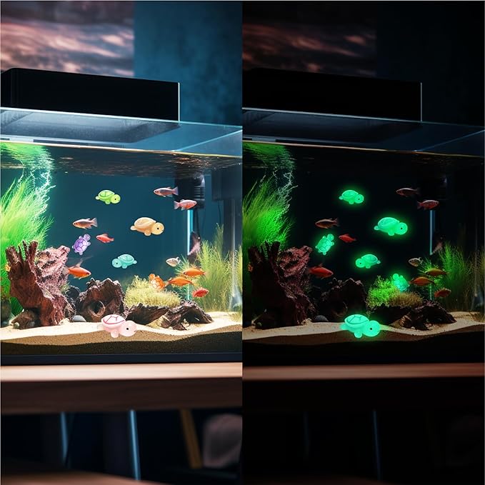 100 Pcs Mini Luminous Resin Turtles Figures Sea Crafts Glow in The Dark Bulk Plastic Ocean Animals Figurines to Hide 10 Colors Dollhouse Garden Aquarium Micro Landscape Decor