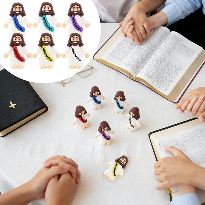 54 Pack Little Jesus Figurines in Bulk, Pocket Jesus Loves You, Jesus Small Figures, Little Tiny Jesus Figures for Church Christmas Party Favors Baptism Gifts
