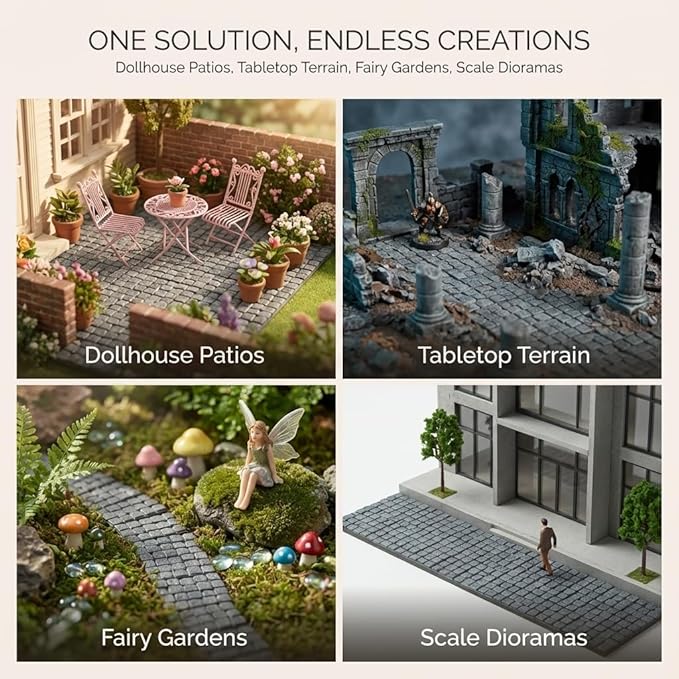 Dollhouse Miniature Paving Stones, Tiles for Modeling, Fairy Garden, and Tabletop Terrain, Set of 50 pcs, REDUCIO!