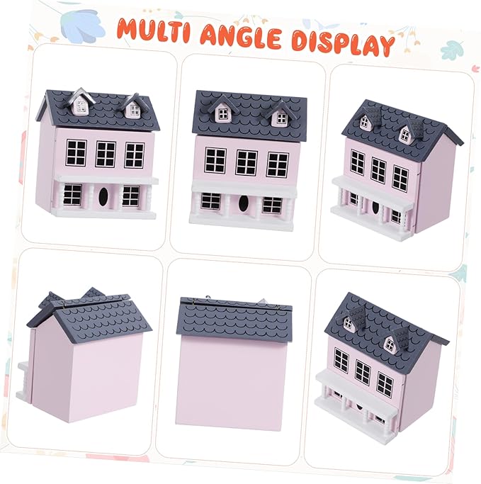 Beaupretty Scale Pink Dollhouse Accessory Wooden Scene Layout Adornment for Tabletop Decoration Cute Micro Landscape Decor Gift