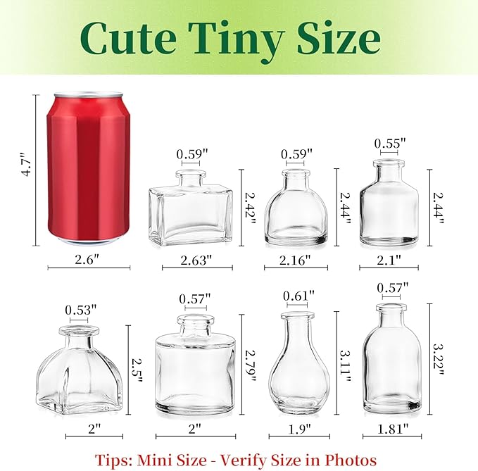 Hewory Mini Bud Vases for Centerpieces: 28pcs Small Glass Vase Bulk - Clear Tiny Vases for Wedding Baby Shower Birthday Party Events Table Decor