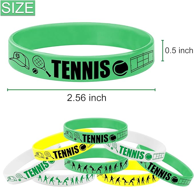 ATSMOICY 24PCS Tennis Rubber Bracelets -Tennis Party Supplies Sports Birthday Weeding Tennis Silicone Wristbands Party Favors