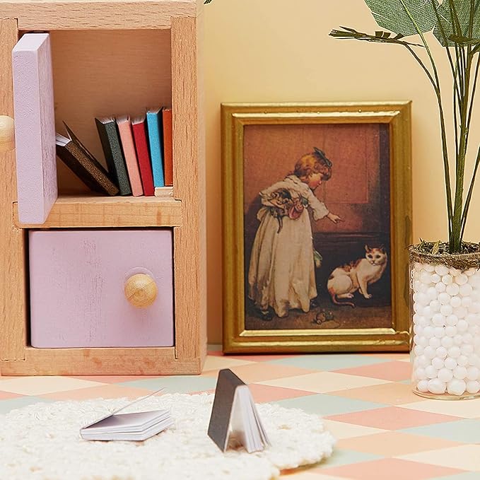 12 Pieces 1:12 Scale Miniatures Dollhouse Books Assorted Miniatures Dollhouse Mini Books Decoration Accessories Doll Toy Supplies(Assorted Style)