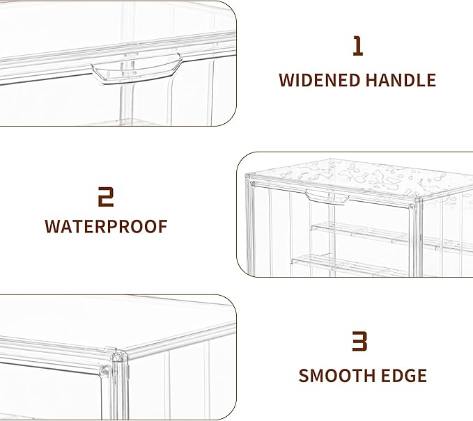 3 Pack Display Case for Collectibles 4 Layer Updated Adjustable Acrylic Display Case with Magnetic Door Clear Stackable Display Box Hobby Display Cases for Figures, Countertop