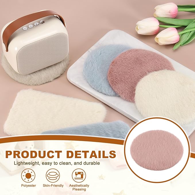 uxcell 3Pcs Dollhouse Miniature Carpet, 1:12 Fluffy Doll House Rugs Prop Small House Accessories for Doll House Furniture Decor Play, Pink Round