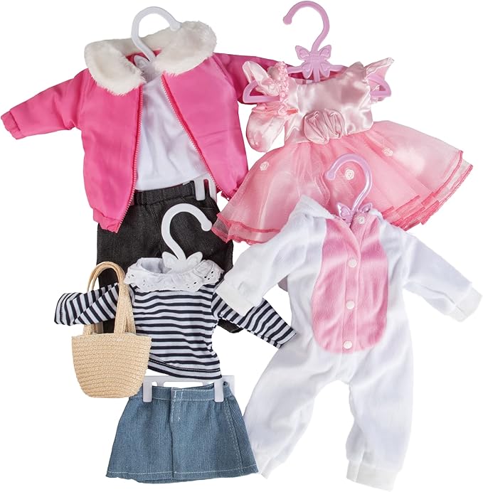 Doll Full-Outfit Clothes Hangers for 18" Dolls - 12pk - Compatible w American Girl- Unique Design Holds Your Top & Bottom at Once Including Dresses, Pants, Shirts, Skirts- Great Gift