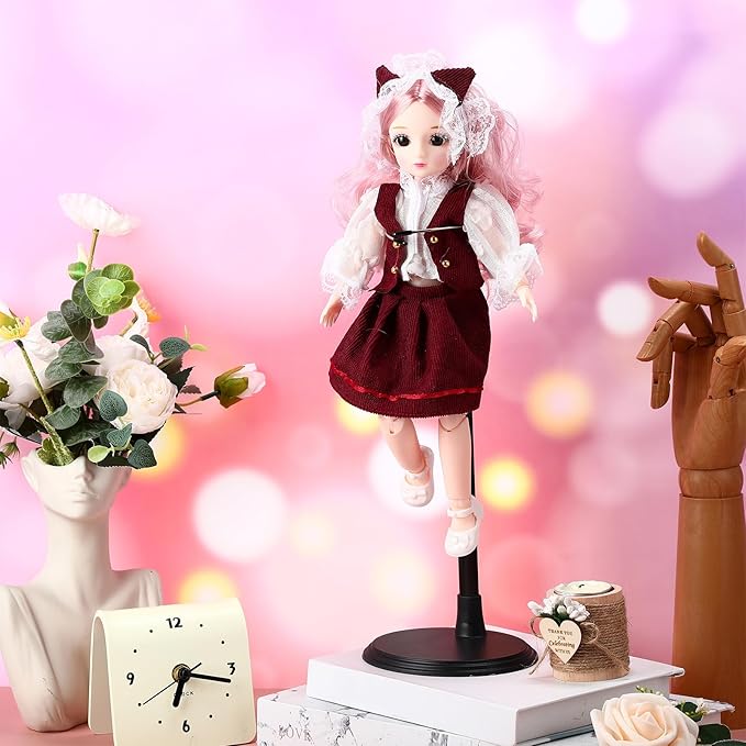 Yaocom 12 Pcs Adjustable Doll Stand Display Holder for 14 to 18 Inches Action Figure Stands with Expandable Waist Wire Bracket Support Dolls Display Rack for Home Shop Birthday Party(Black)
