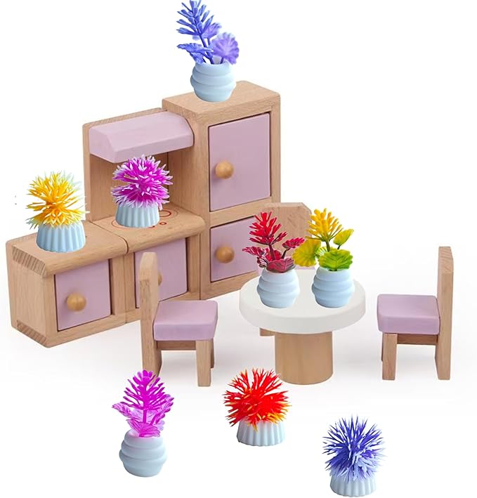 8 Pcs Miniature Potted Plants Set – 1:12 Scale Dollhouse Greenery Ornaments, Realistic Tiny Bonsai & Flower Pots for Fairy Garden, Terrarium, Desk Display, DIY Craft & Micro Landscape Decoration（ A ）