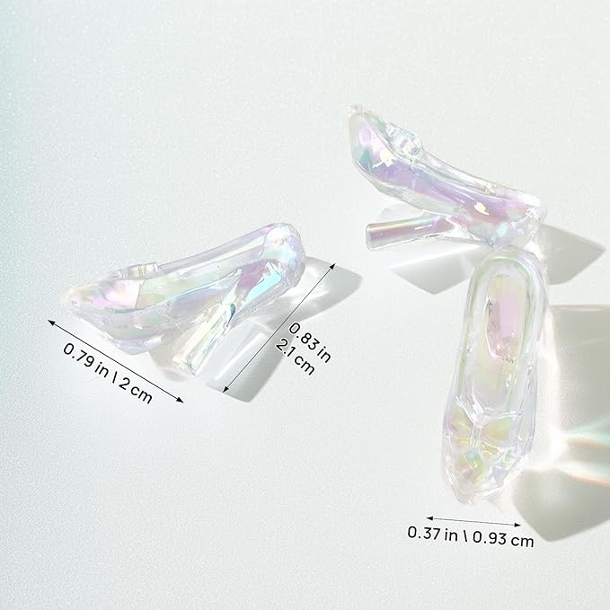 4pcs Acrylic Mini High Heels: Crystal Glass Slipper Style Shoes (1:12 Approx) for Dollhouse Fashion, DIY Jewelry, Collector Display